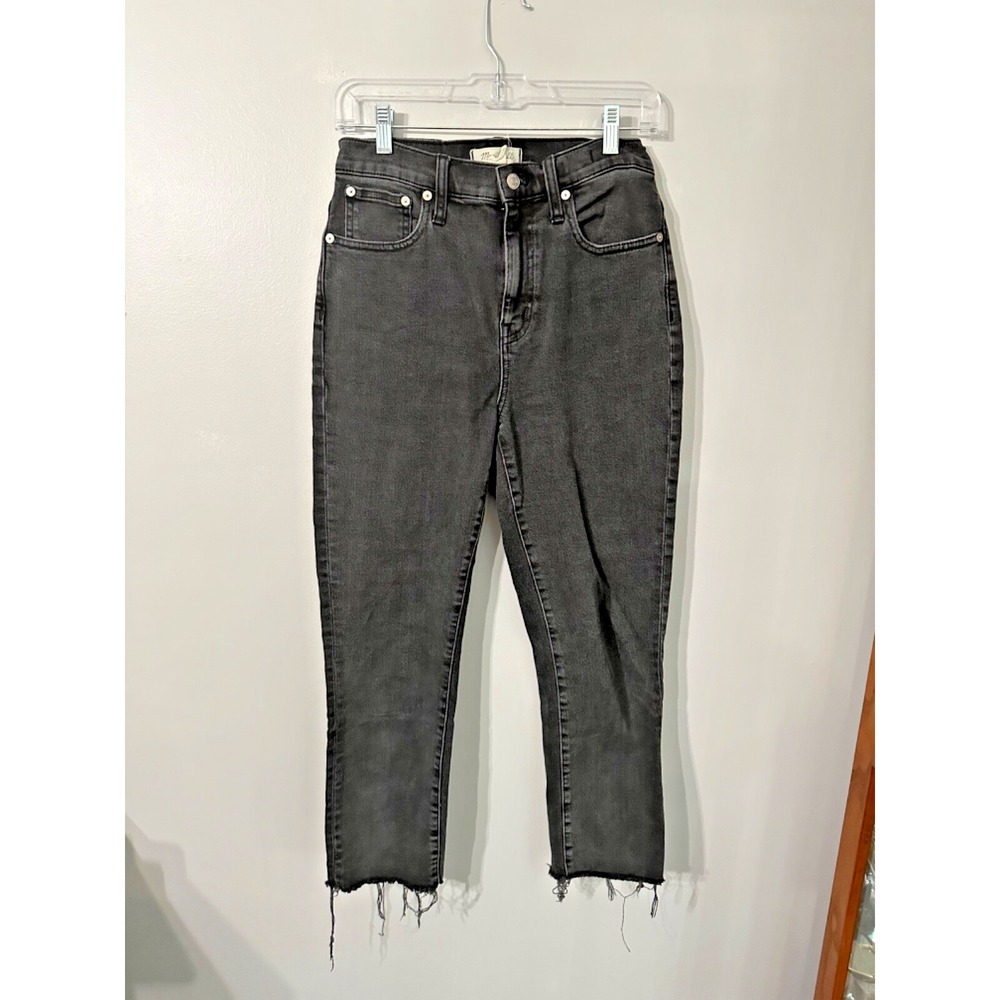 Madewell Jeans The High Rise Slim Crop Boy jean Blk 25 Stretch Festival Raw Hem - Picture 2 of 9